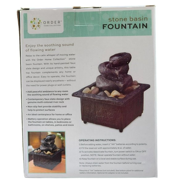 Relaxing Resin Stone Basin Fountain AA Battery Operated 5.2Hx4.7W in - Picture 13 of 15